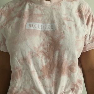 Cropped pink tie-dye Hollister shirt